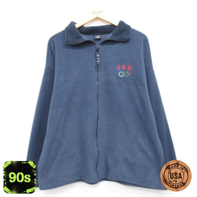 90s フルジップフリースジャケット USAオリンピック グレー メンズM相当 | 古着