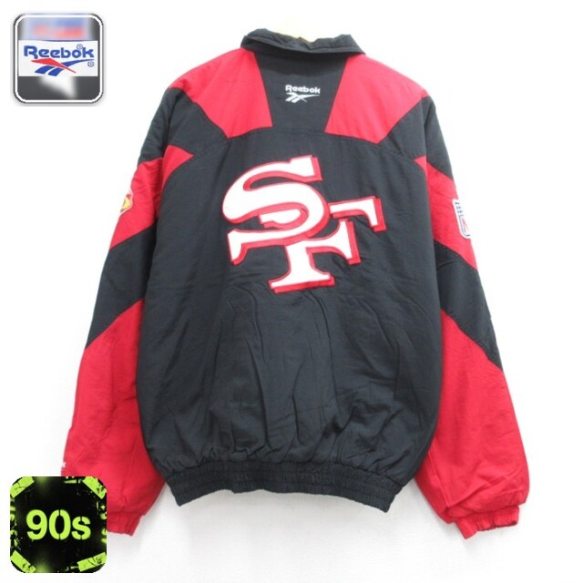 リーボック 90s ナイロンジャケット 49ers ブラック XL | 古着 26aug26
