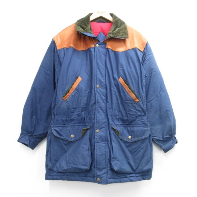 GANT 長袖ジャケット レザー使用ダウン ネイビー XL | 古着 26aug26