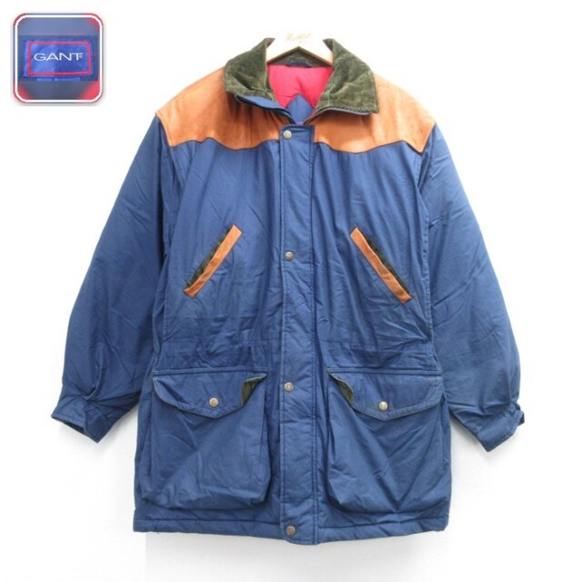 GANT 長袖ジャケット レザー使用ダウン ネイビー XL | 古着 26aug26