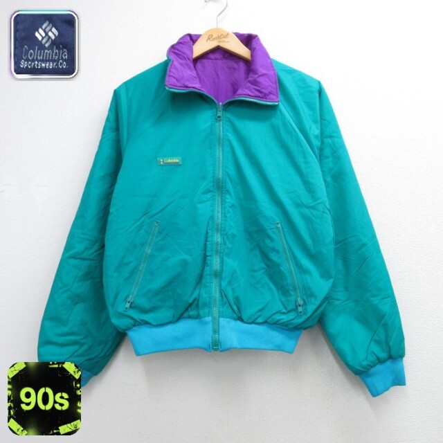 コロンビア 90s ラグランジャケット シンサレート リバーシブル グリーン メンズL相当 | 古着