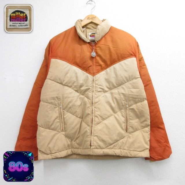 miller 80s 長袖ジャケット ダックダウン オレンジ メンズL相当 | 古着
