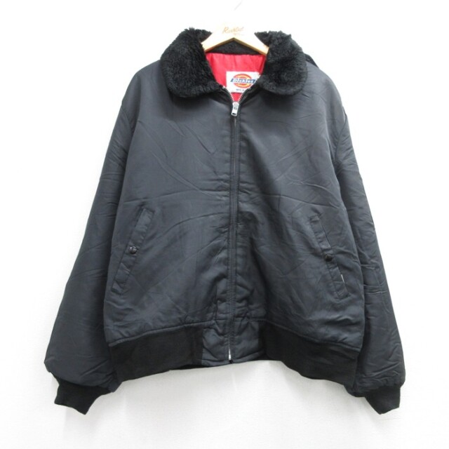 XL★古着 ディッキーズ Dickies 長袖 ジャケット ナイロン メンズ 90年代 90s キルティング USA製 ブラック【spe】 26aug28