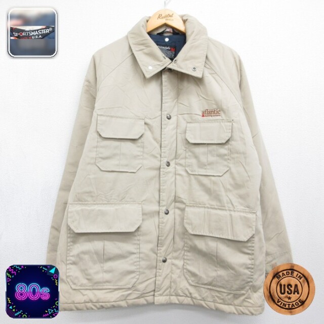 Sportsman 長袖 ジャケット 80s マウンテン シンサレート Thinsulate フラップポケット USA製 ベージュ メンズL相当 | 古着