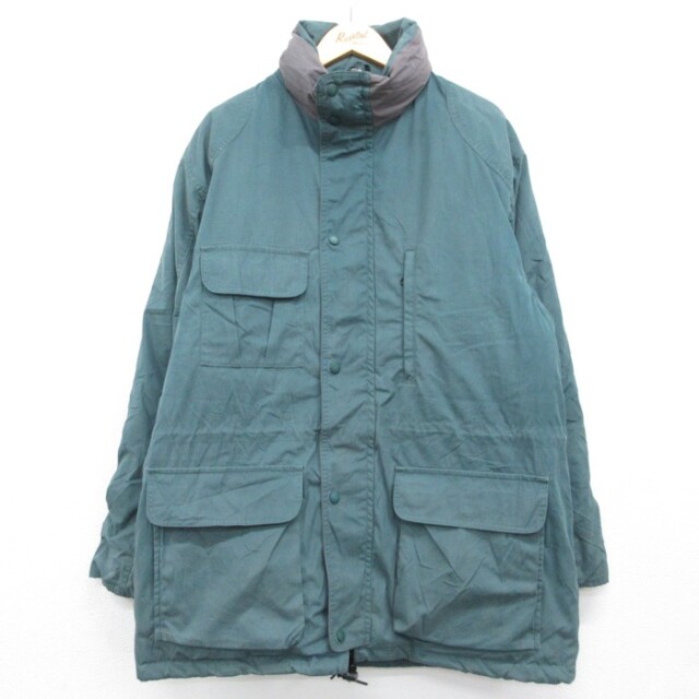 XL★古着 Eddie Bauer エディーバウアー 長袖 ジャケット メンズ 80年代 80s マウンテン ダウン フラップポケット USA製 グリーン【spe】 26aug31