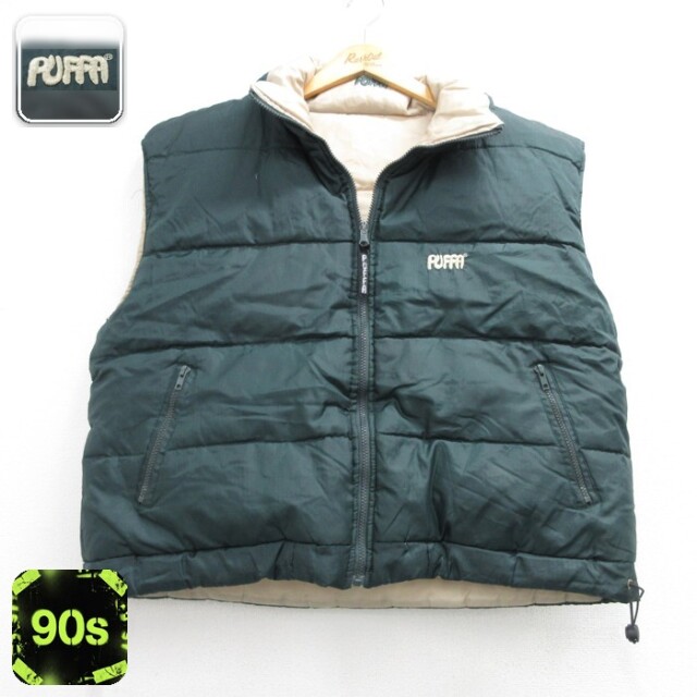 PUFFA 90s リバーシブルジャケット グリーン メンズXL相当 | 古着