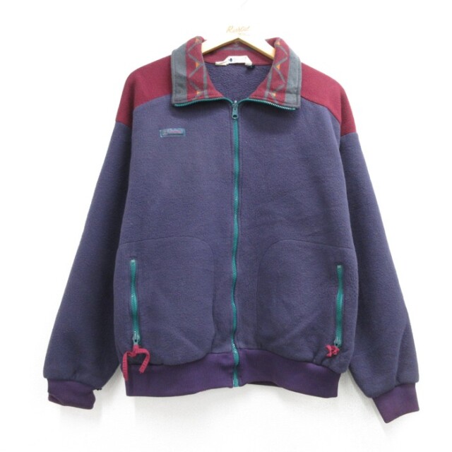 L★古着 Columbia コロンビア 長袖 ジャケット メンズ 90年代 90s ツートンカラー フリース USA製 パープル【spe】 26sep04