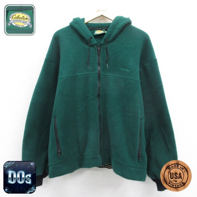 Cabelas 00s フルジップパーカー フリース グリーン メンズXL相当 | 古着