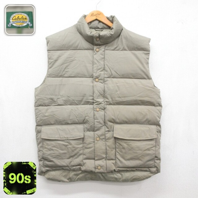 Cabelas 90s ノースリーブダウンベスト フラップポケット グレー メンズL相当 | 古着