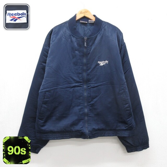 リーボック 90s ジャケット 刺繍ロゴ ネイビー メンズXL相当 | 古着