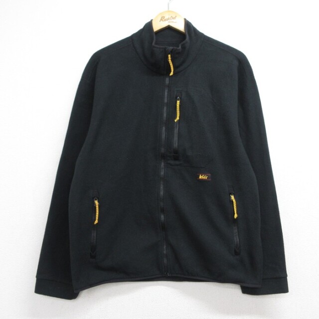 M★古着 アールイーアイ REI 長袖 ジャケット フルジップ メンズ 90年代 90s フリース ポリエステル ブラック【spe】 26sep10