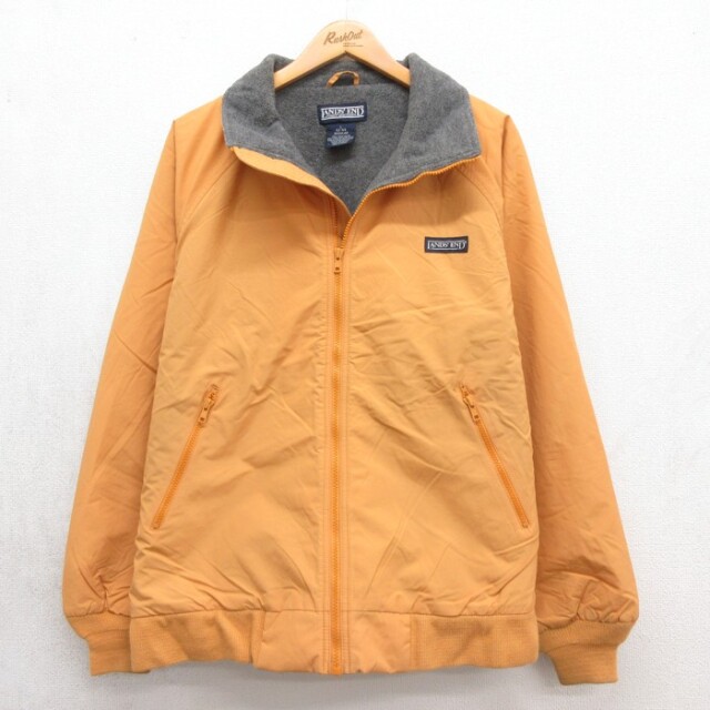 XL★古着 LANDS'END ランズエンド 長袖 ジャケット ナイロン メンズ 90年代 90s イエロー【spe】 26sep10