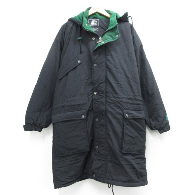 XL★古着 スターター STARTER 長袖 ジャケット ナイロン メンズ 00年代 00s ロング丈 キルティング ブラック【spe】 26sep15
