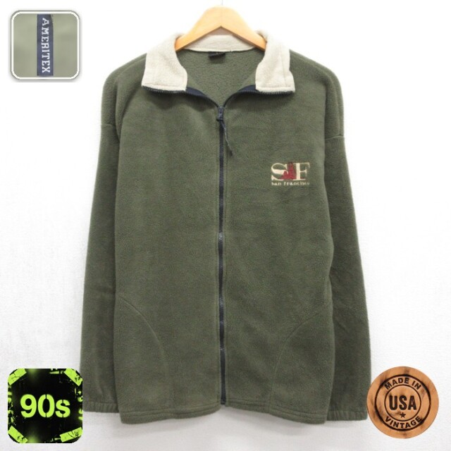 AMERITEX 90s フリースジャケット サンフランシスコ カーキ メンズM相当 | 古着