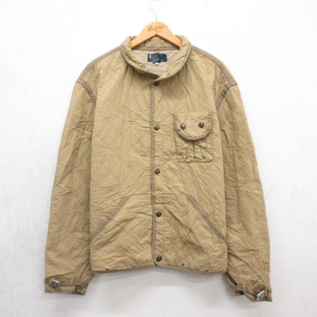 M★古着 ラルフローレン Ralph Lauren 長袖 ブランド ジャケット メンズ 90年代 90s キルティング コットン ベージュ【spe】 26sep17