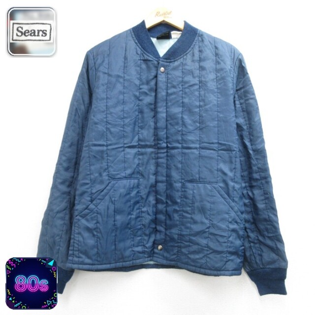 シアーズ 80s ジャケット シンサレートキルティング ネイビー メンズM相当 | 古着