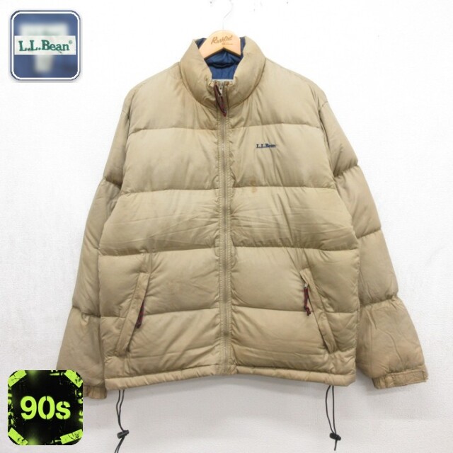 エルエルビーン 90s ダウンリバーシブルジャケット ベージュ メンズL相当 | 古着