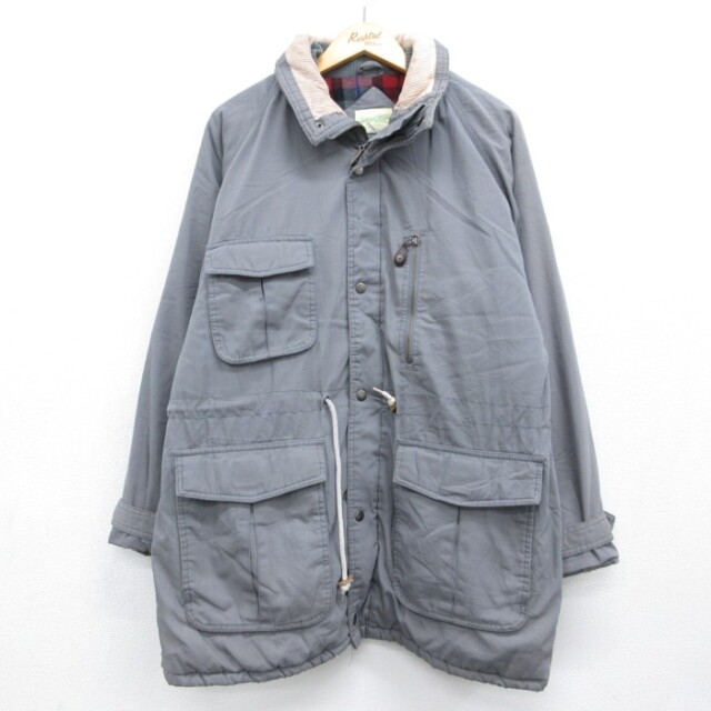 L★古着 セントジョンズベイ St.Johns Bay 長袖 ジャケット メンズ 80年代 80s フラップポケット チェック裏地 グレー【spe】 26sep25