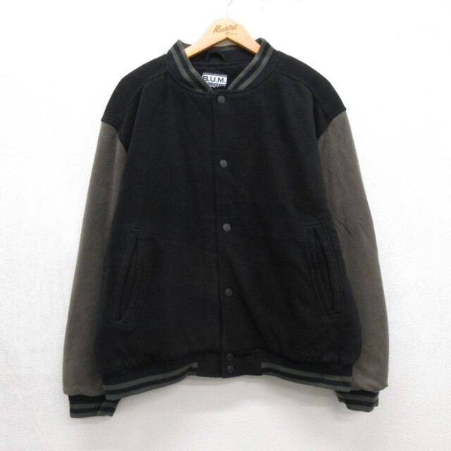 L★古着 B.U.M. EQUIPMENT 長袖 ジャケット メンズ 90年代 90s フリース スタジャン ライナー付き ポリエステル ブラック【spe】 26sep28