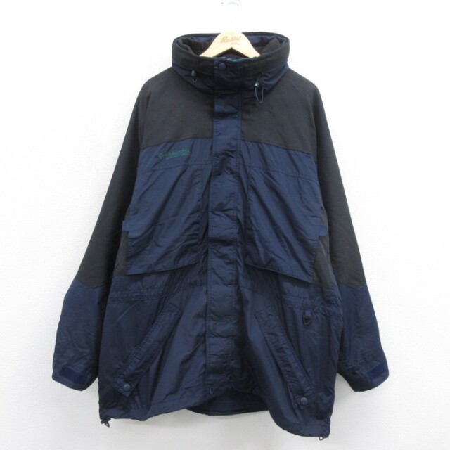 XL★古着 Columbia コロンビア 長袖 ジャケット メンズ 00年代 00s マウンテン WestRidge フラップポケット ポリエステル ハイネック ネイビー【spe】 26sep29