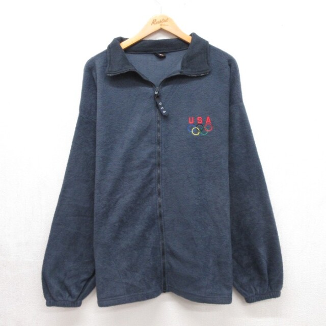 古着通販 L☆古着 USA Olympic 長袖 ジャケット フルジップ メンズ 90