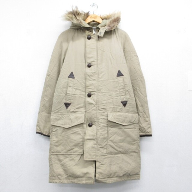 M★古着 CLIMATISER 長袖 ジャケット パーカー メンズ 90年代 90s ロング丈 フラップポケット ダウン ベージュ【spe】 26oct05