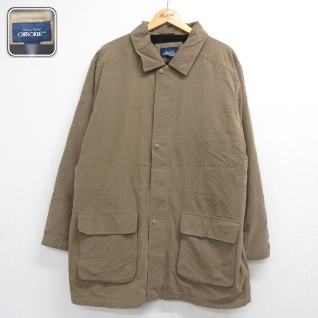 CHEROKEE 長袖 ジャケット ロング丈 フラップポケット ブラウン 内側フリース メンズL相当 | 古着