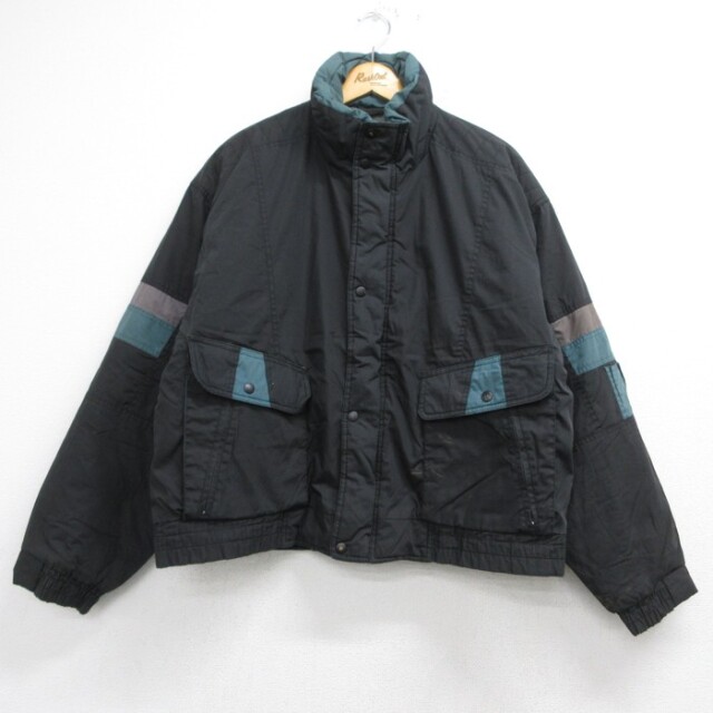 L★古着 セントジョンズベイ ST.JOHN'S BAY 長袖 ジャケット メンズ 90年代 90s フラップポケット キルティング ツートンカラー ブラック【spe】 26oct05