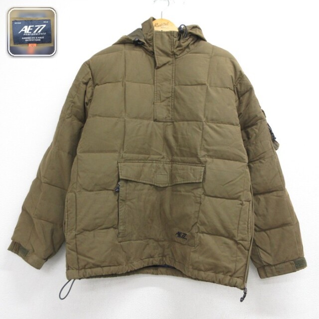AE77 長袖アノラックパーカー カンガルーポケット カーキ メンズM相当 | 古着