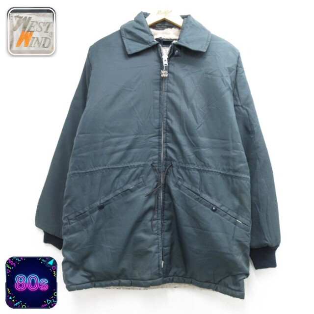 WEST WIND 長袖 ジャケット ナイロン 80s ロング丈 ボア ネイビー メンズM相当 | 古着