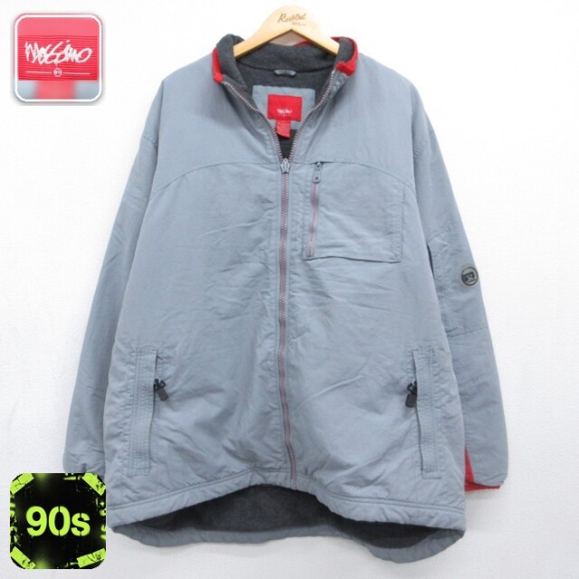 Mossimo 90s フルジップナイロンジャケット 内側フリース グレー メンズXL相当 | 古着