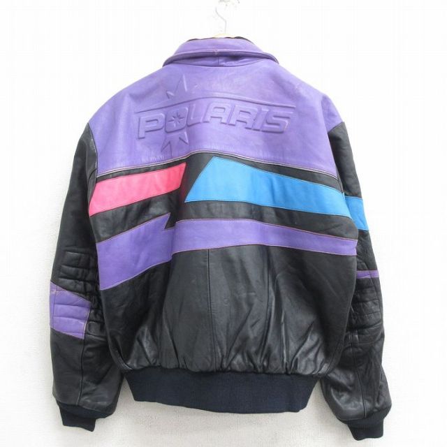 古着通販 XL☆古着 長袖 レザー ジャケット メンズ 90年代 90s POLARIS