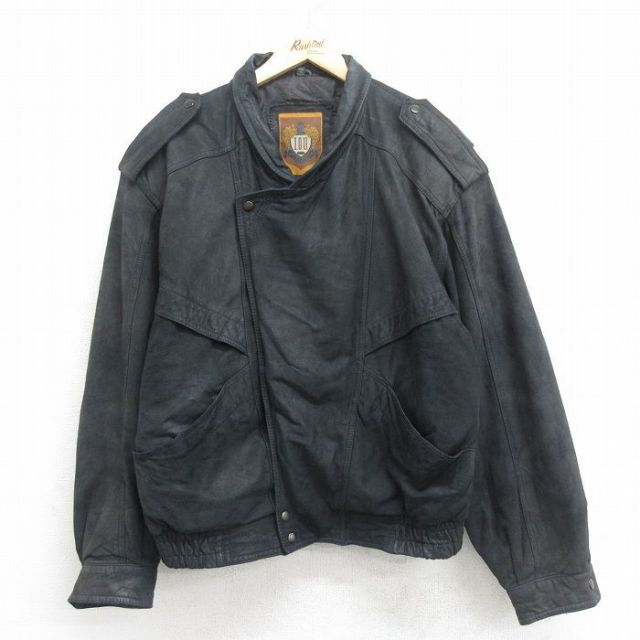 古着通販 XL☆古着 I.O.U 長袖 レザー ジャケット メンズ 00年代 00s