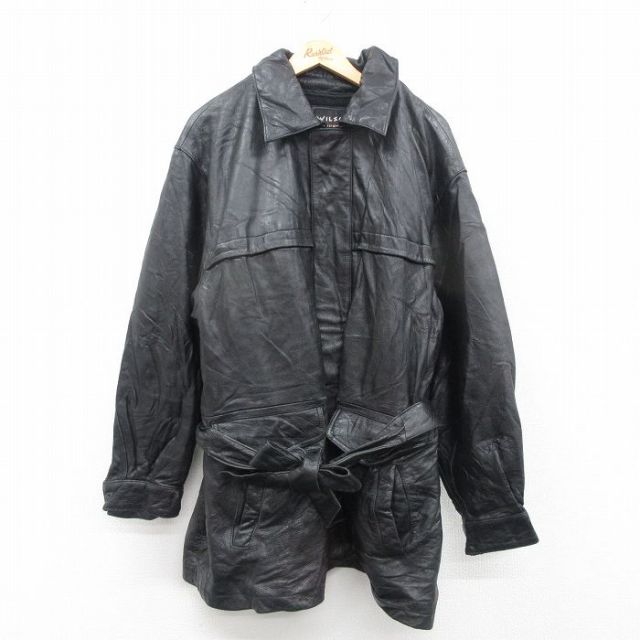 XL☆古着 ウィルソン 長袖 レザー ジャケット メンズ 大きいサイズ 