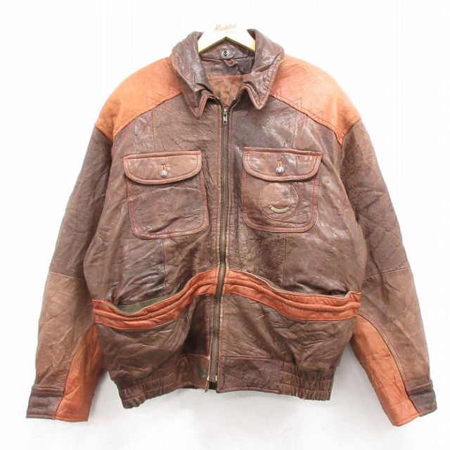 古着通販 XL☆古着 長袖 レザー ジャケット メンズ 90年代 90s DIKARPA 