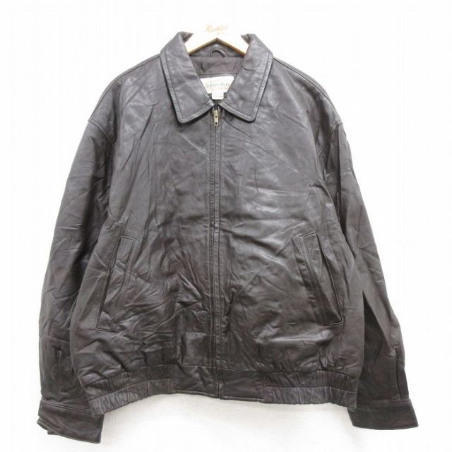 XL★古着 セントジョンズベイ 長袖 レザー ジャケット メンズ 00年代 00s 大きいサイズ こげ茶 ブラウン 内側キルティング 25feb03 中古 アウター 革ジャン 皮ジャン