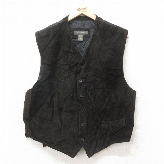 L★古着 バナナリパブリック BANANA REPUBLIC スエード レザー ベスト メンズ 90年代 90s 黒 ブラック 25feb10 中古 アウター