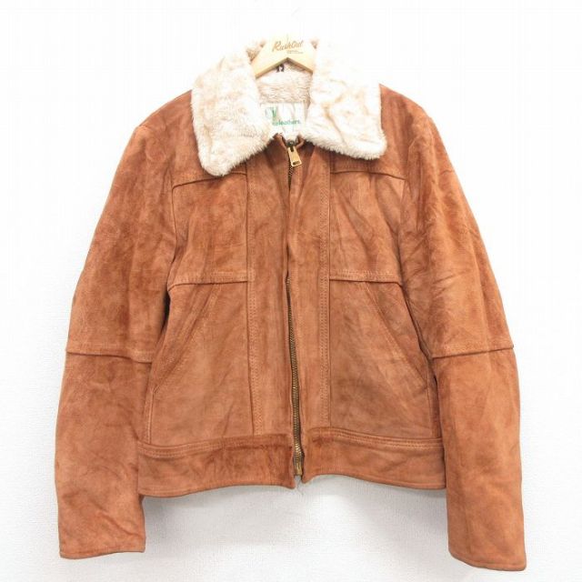 古着通販 L☆古着 長袖 スエード レザー ジャケット メンズ 80年代 80s