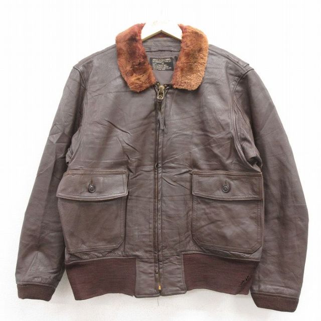 L★古着 長袖 ビンテージ ミリタリー レザー ジャケット メンズ 60年代 60s G-1 USA製 こげ茶 ブラウン 【spe】 25oct04 中古 アウター 革ジャン 皮ジャン