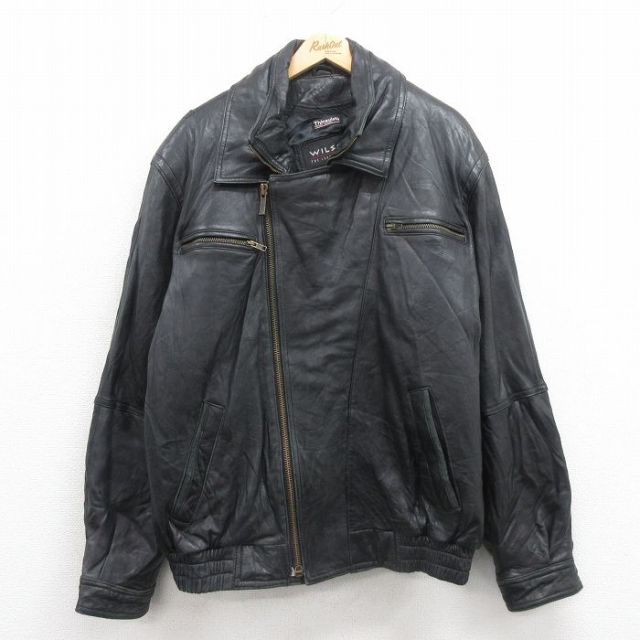 XL★古着 ウィルソン 長袖 レザー ジャケット メンズ 大きいサイズ シンサレート 黒 ブラック 25oct22 中古 アウター 革ジャン 皮ジャン