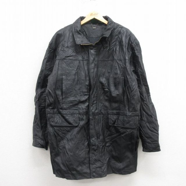 【50%OFF】レザージャケット ブラック XL | 古着