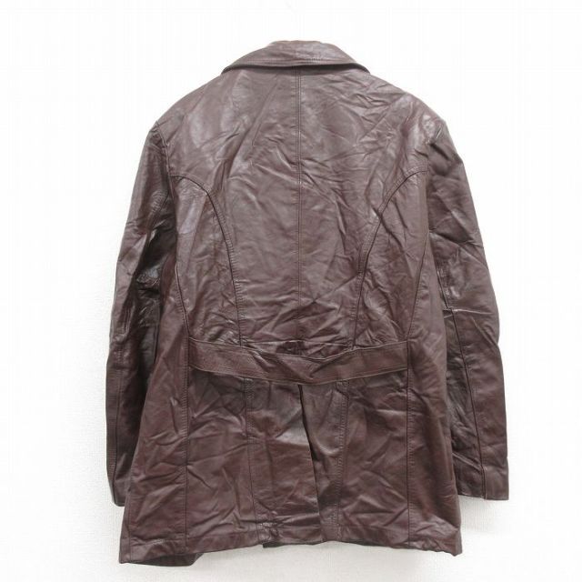 古着通販 XL☆古着 長袖 レザー ジャケット メンズ 80年代 80s ロング