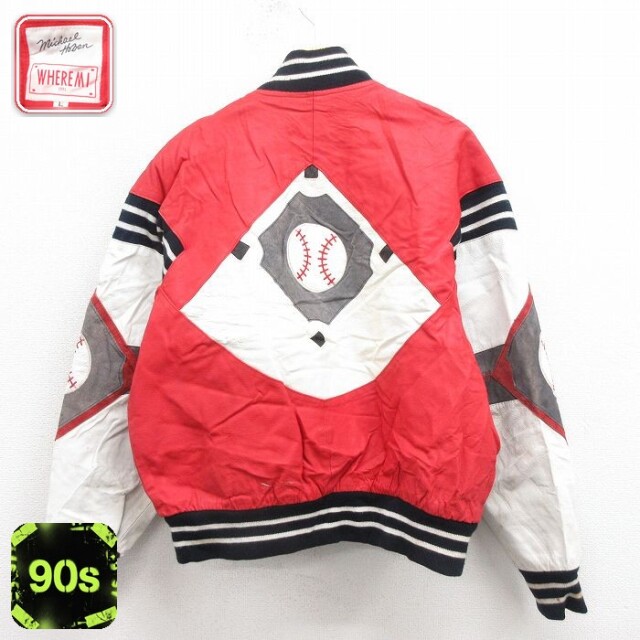 【50%OFF】90s レザージャケット 野球 レッド XL | 古着