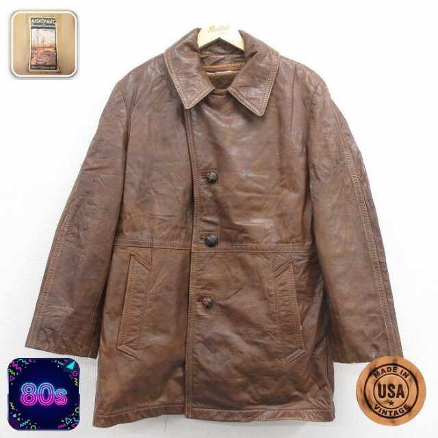 【50%OFF】マイティーマック 80s レザージャケット 内側ボア ブラウン L | 古着