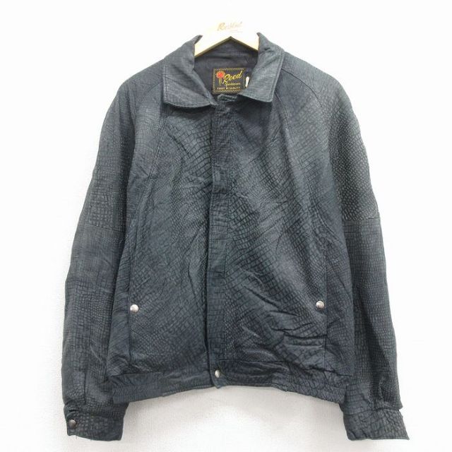 80s ラグランレザージャケット ネイビー L | 古着