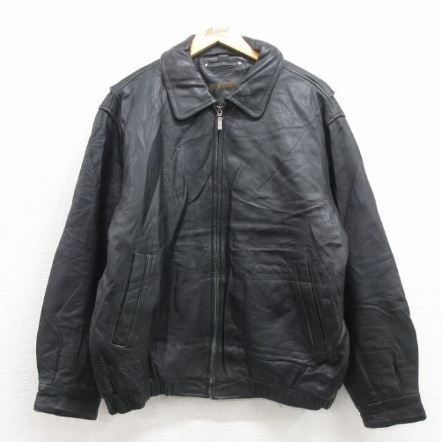 XL★古着 セントジョンズベイ 長袖 レザー ジャケット メンズ 黒 内側キルティング【spe】 25dec19
