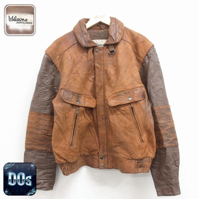 【50%OFF】ウィルソン 00s レザージャケット ツートンカラー ブラウン L | 古着
