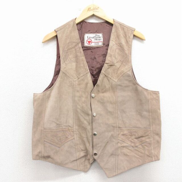 古着通販 L☆古着 シアーズ スエード レザー ベスト メンズ 80年代 80s