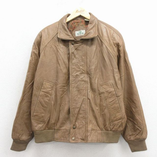 XL★古着 レッドヘッド 長袖 レザー ジャケット メンズ 90年代 90s ラグラン タロン 濃ベージュ 26jan08