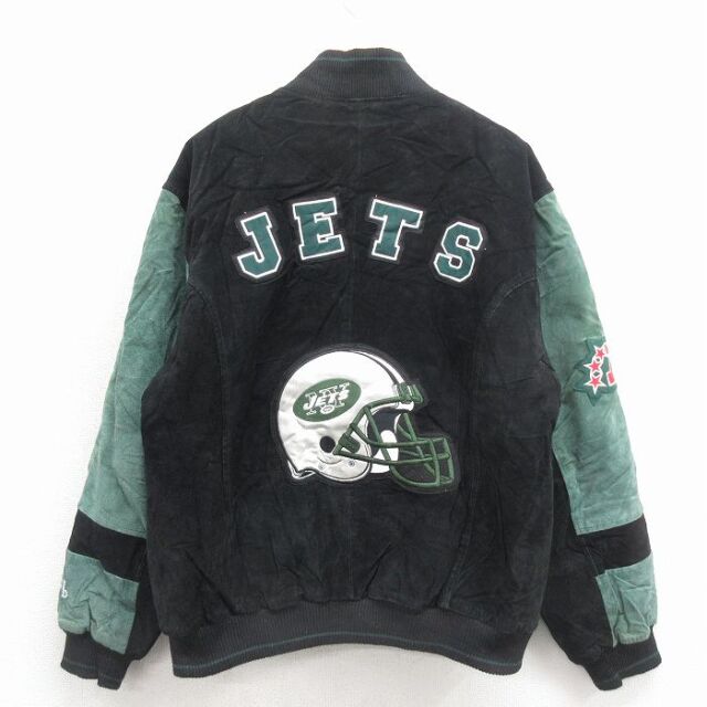 古着通販 XL☆古着 長袖 スエード レザー ジャケット メンズ NFL